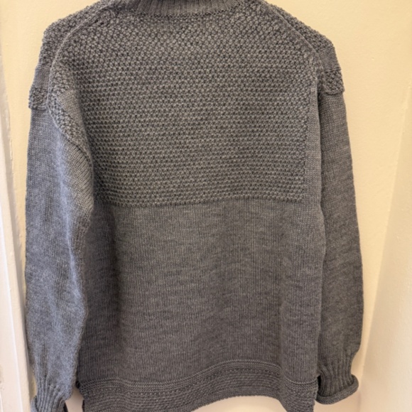 Blackhorse Lane Ateliers GREY BRITISH WOOL GUERNSEY UNISEX SWEATER SE28 - Picture 3 of 6